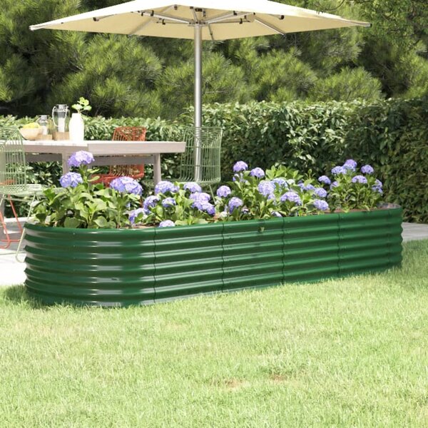 Donica ogrodowa, malowana proszkowo stal, 224x80x36 cm, zielona