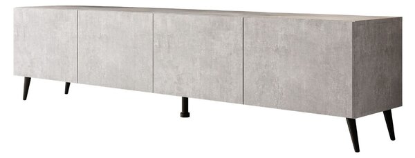 Szafka RTV pod telewizor z drzwiczkami na czarnych nóżkach 200 cm Nodoo Beton