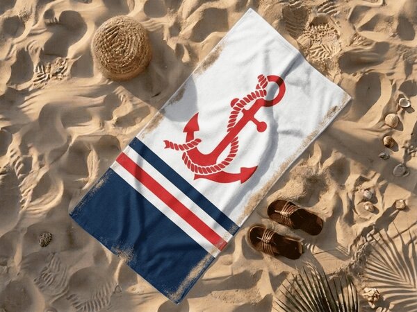 Rychloschnący XXL ręcznik plażowy CAPTAIN biały 150 x 210 cm, 100% mikrofibra
