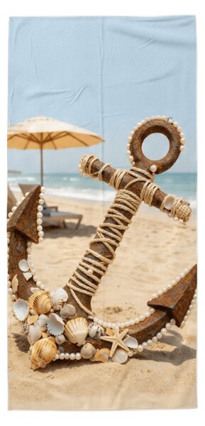 Szybkoschnący ręcznik plażowy ANTIC ANCHOR kolorowy 70 x 140 cm, 100% mikrofibra