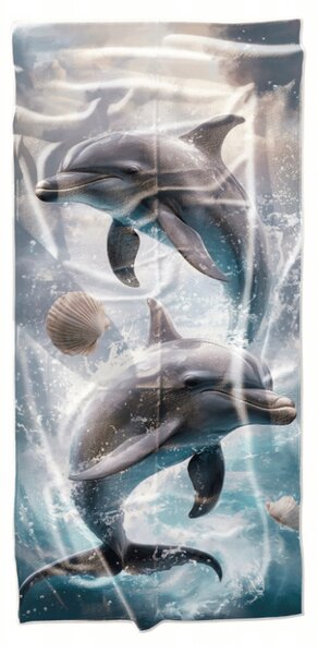 Szybkoschnący ręcznik plażowy DOLPHINS niebieski 70 x 140 cm, 100% mikrofibra