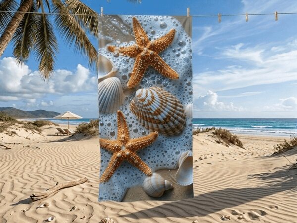 Ręcznik plażowy szybkoschnący SEA STARS kolorowy 70 x 140 cm, 100% mikrofibra