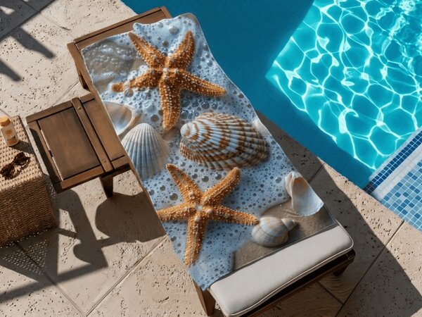 Ręcznik plażowy szybkoschnący SEA STARS kolorowy 70 x 140 cm, 100% mikrofibra