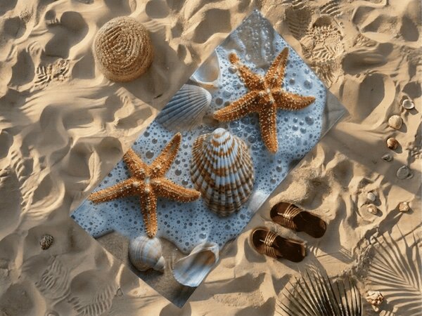 Ręcznik plażowy szybkoschnący SEA STARS kolorowy 70 x 140 cm, 100% mikrofibra