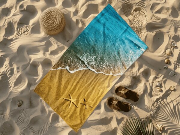 Szybkoschnący ręcznik plażowy SUNNY BEACH kolorowy 70 x 140 cm, 100% mikrofibra