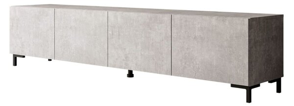 Szafka RTV pod telewizor z drzwiczkami na czarnych nóżkach 200 cm Nodoo Beton