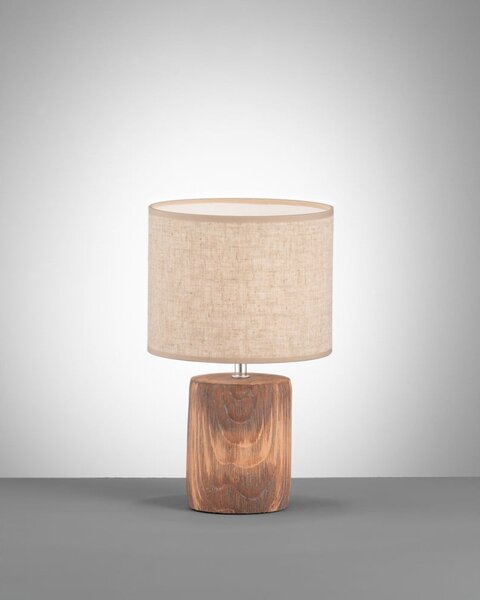 Brązowo-beżowa betonowa lampa stołowa z tekstylnym kloszem (wysokość 35 cm) Malik – Fischer & Honsel