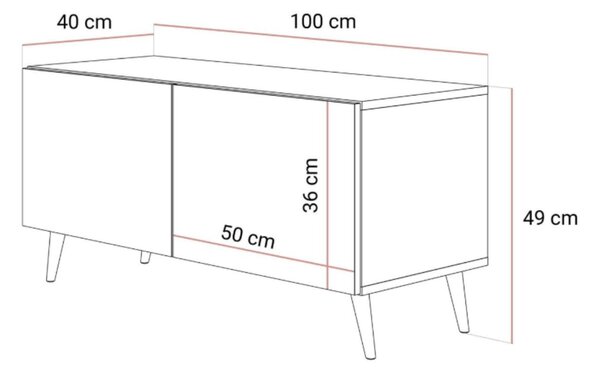 Szafka RTV pod telewizor z drzwiczkami na czarnych nóżkach 100 cm Nodoo Beton