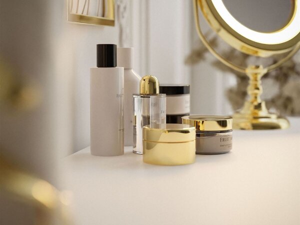 Konsola glamour z szufladami i kryształowymi uchwytami Olivine biały połysk