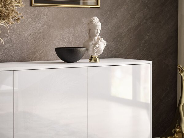 Trzydrzwiowa komoda 154 cm w stylu glamour wisząca Vivance biały połysk