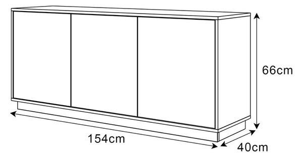 Trzydrzwiowa komoda 154 cm w stylu glamour na białym cokole Vivance biały połysk
