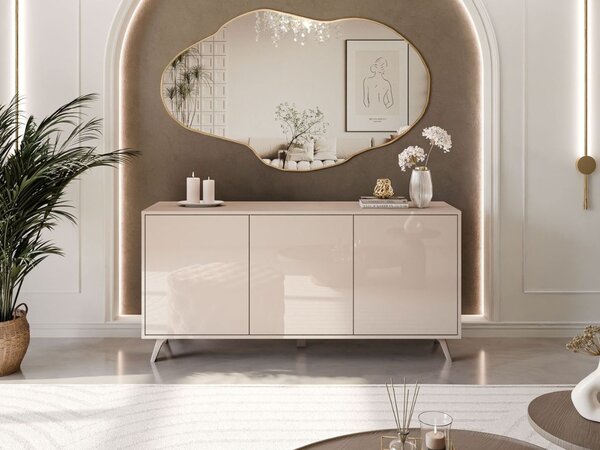 Trzydrzwiowa komoda 154 cm w stylu glamour na kaszmirowych nogach Vivance kaszmir połysk