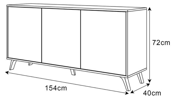 Trzydrzwiowa komoda 154 cm w stylu glamour na białych nogach Vivance biały połysk