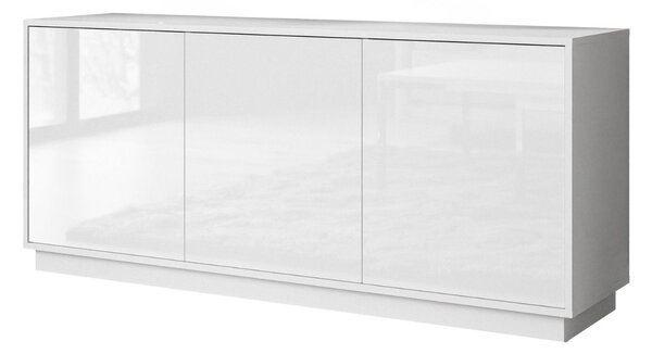 Trzydrzwiowa komoda 154 cm w stylu glamour na białym cokole Vivance biały połysk