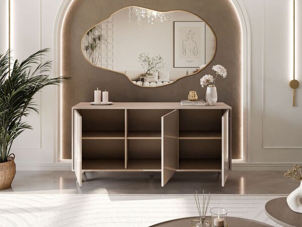 Trzydrzwiowa komoda 154 cm w stylu glamour na kaszmirowych nogach Vivance kaszmir połysk