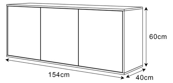 Trzydrzwiowa komoda 154 cm w stylu glamour wisząca Vivance biały połysk