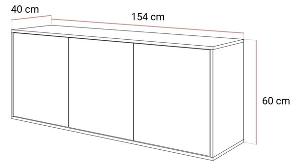 Trzydrzwiowa komoda 154 cm w stylu glamour wisząca Vivance kaszmir połysk