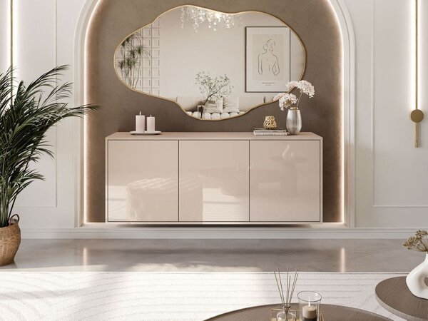 Trzydrzwiowa komoda 154 cm w stylu glamour wisząca Vivance kaszmir połysk