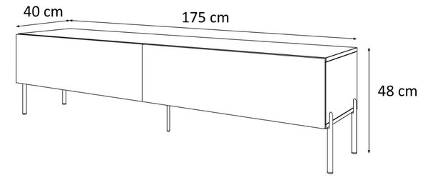 Szafka RTV pod telewizor z drzwiczkami na czarnych nóżkach 175 cm Sorelle Biały połysk