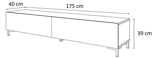 Szafka RTV dwudrzwiowa na złotych nóżkach 175 cm Sorelle Biały połysk