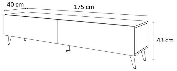 Szafka RTV pod telewizor z drzwiczkami na czarno-złotych nóżkach 175 cm Sorelle Czarny mat