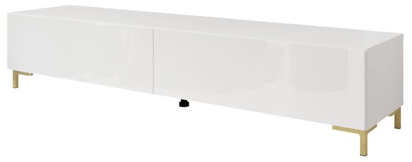 Szafka RTV dwudrzwiowa na złotych nóżkach 175 cm Sorelle Biały połysk