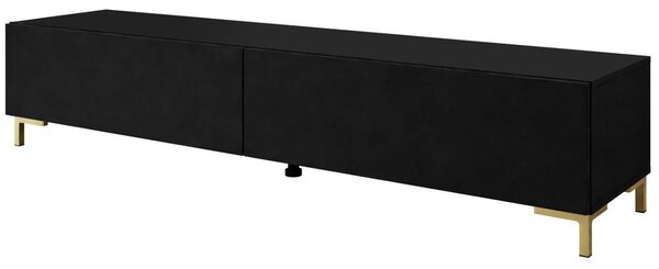 Szafka RTV pod telewizor z drzwiczkami na złotych 175 cm Sorelle Czarny mat
