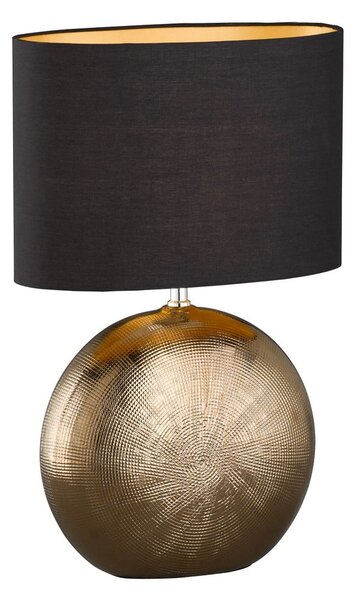 Czarno-brązowa ceramiczna lampa stołowa z tekstylnym kloszem (wysokość 53 cm) Foro – Fischer & Honsel