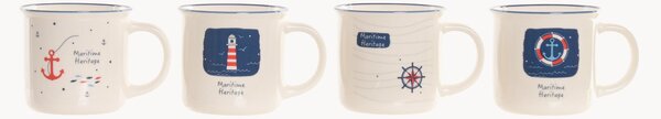 Komplet kubków z porcelany Marine, 4 elem