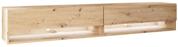 Szafka RTV wisząca 180 cm do salonu z oświetleniem LED Aurelie Dąb Artisan