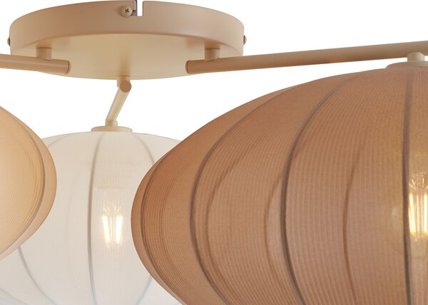 Lampa sufitowa Japandi biała z beżem i brązem 3-źródła światła - Multi Bida