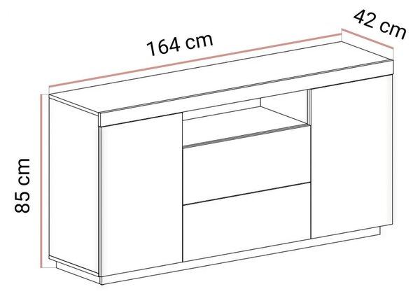 Dwudrzwiowa komoda 164 cm w stylu loft Asumi biały mat i dąb wotan