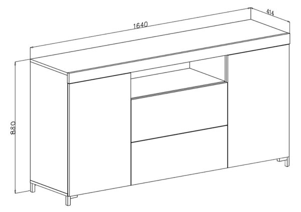 Dwudrzwiowa komoda 164 cm w stylu loft Asumi biały mat i dąb wotan