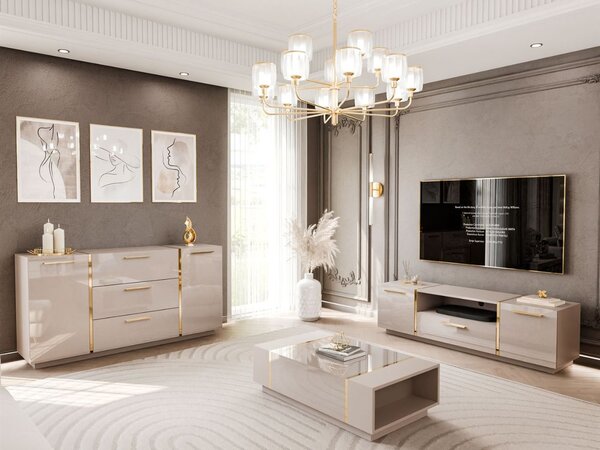 Zestaw mebli do salonu w stylu glamour Lunelie Kaszmir