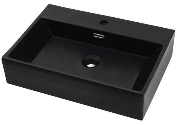 Umywalka z ceramiki z otworem na kran 60,5x42,5x14,5 cm, czarna
