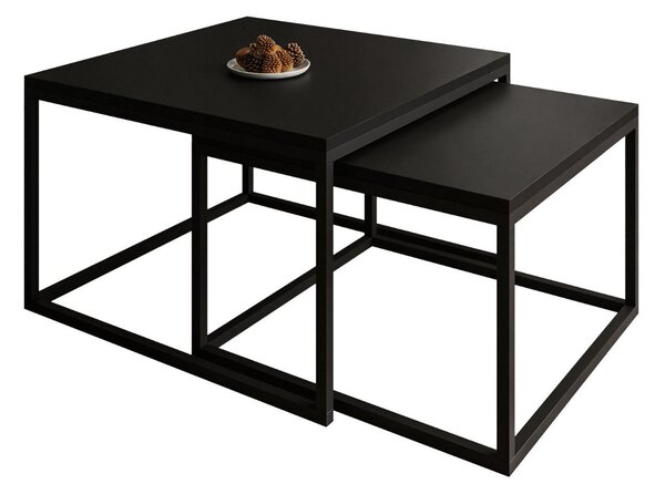 Stolik kawowy na czarnym metalowym stelażu z czarnym blatem Asumi 40x46