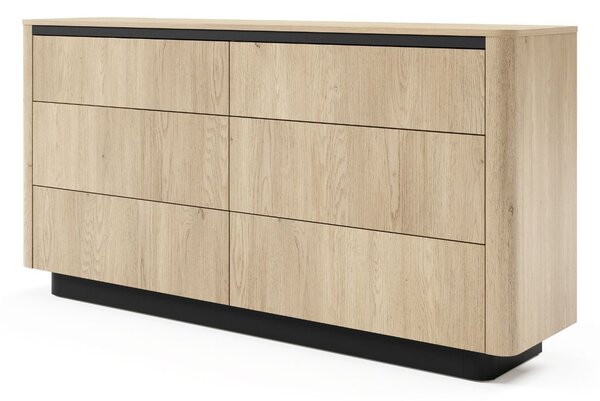 Komoda z sześcioma szufladami 160 cm Fascino Dąb Cremona, czarny