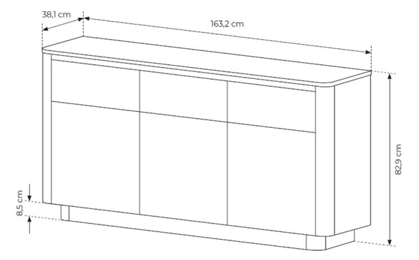 Komoda z drzwiami i szufladami 160 cm Fascino Dąb Cremona, czarny