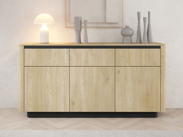 Komoda z drzwiami i szufladami 160 cm Fascino Dąb Cremona, czarny