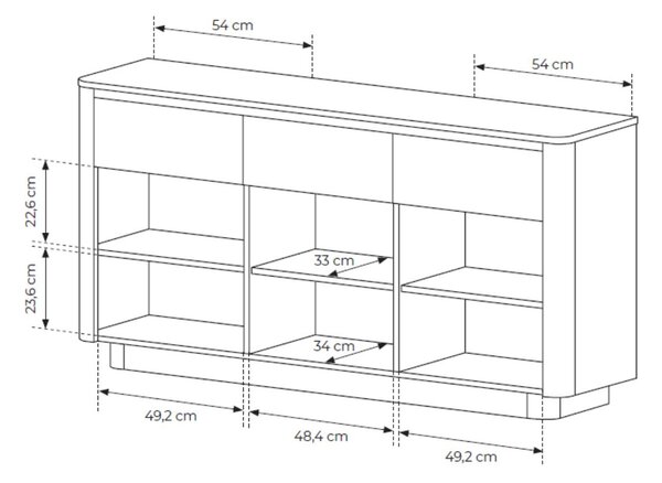 Komoda z drzwiami i szufladami 160 cm Fascino Dąb Cremona, czarny