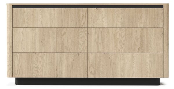 Komoda z sześcioma szufladami 160 cm Fascino Dąb Cremona, czarny