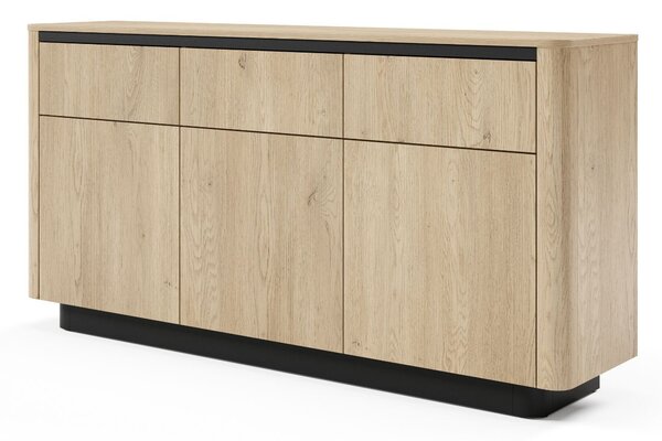 Komoda z drzwiami i szufladami 160 cm Fascino Dąb Cremona, czarny