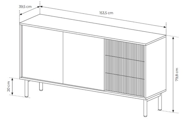 Komoda z drzwiami i szufladami 154 Gradimento Dąb Cremona