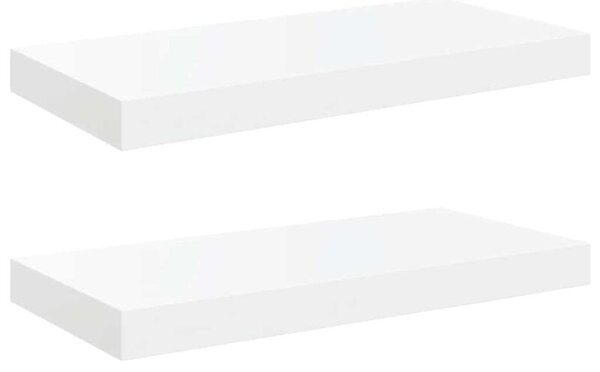 Półki ścienne, 2 szt., wysoki połysk, białe, 50x23x3,8 cm, mdf