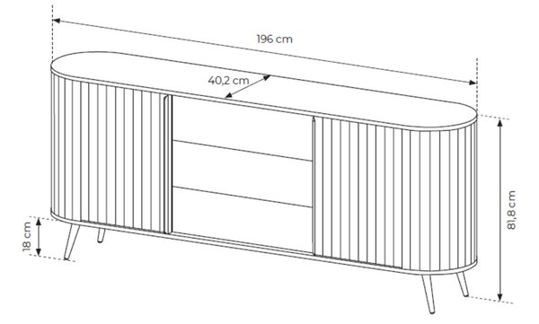 Komoda z drzwiami przesuwnymi 200 cm Passione Dąb Cremona