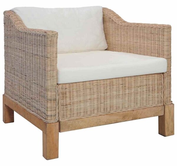 Fotel z poduszkami, naturalny rattan