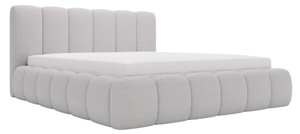 Łóżko tapicerowane bez pojemnika ze stelażem 120x200 Cloud w tkaninie bouclé Jasnoszare