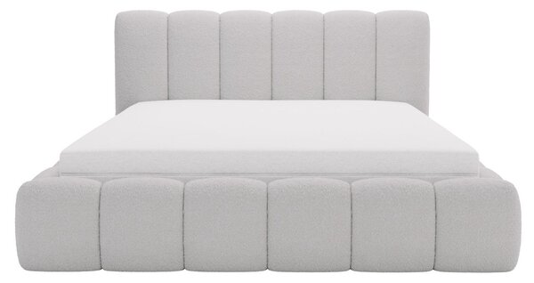 Łóżko tapicerowane bez pojemnika ze stelażem 120x200 Cloud w tkaninie bouclé Jasnoszare