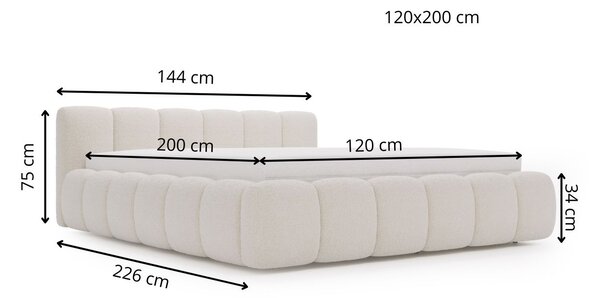 Łóżko tapicerowane z pojemnikiem i stelażem 120x200 Cloud Low szare