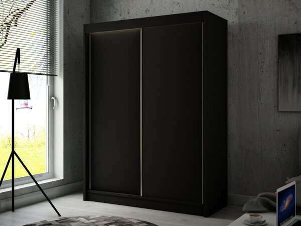 Szafa przesuwna 150 cm z oświetleniem LED Diano Czarna
